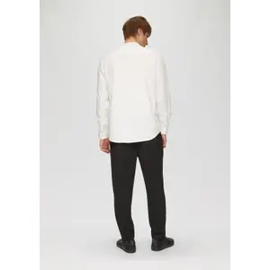 Cotton Twill Long Sleeve Shirt with Stand Collar QS image-4