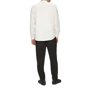 Cotton Twill Long Sleeve Shirt with Stand Collar QS image-5