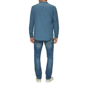 Cotton Twill Long Sleeve Shirt with Stand Collar QS image-5