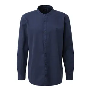 Cotton Twill Long Sleeve Shirt with Stand Collar QS image-0