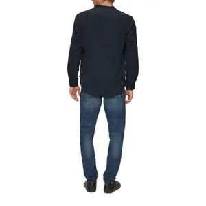 Cotton Twill Long Sleeve Shirt with Stand Collar QS image-5