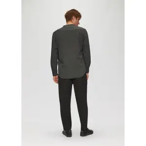 Cotton Twill Long Sleeve Shirt with Stand Collar QS image-4