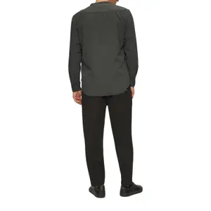 Cotton Twill Long Sleeve Shirt with Stand Collar QS image-5