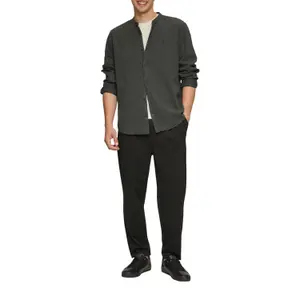 Cotton Twill Long Sleeve Shirt with Stand Collar QS image-6