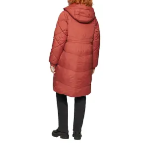 Long Hooded Puffer Jacket with Concealed Zip Women QS image-5