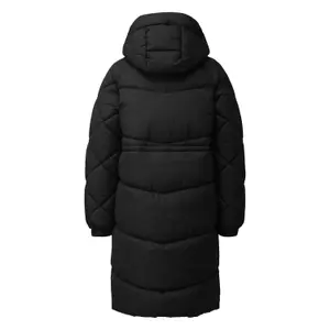 Long Hooded Puffer Jacket with Concealed Zip Women QS image-1