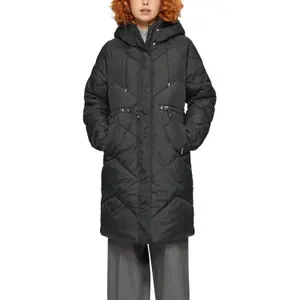 Long Hooded Puffer Jacket with Concealed Zip Women QS image-2