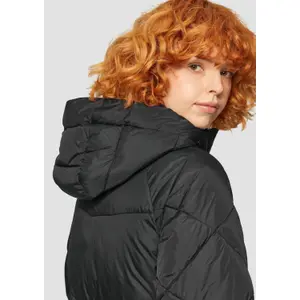 Long Hooded Puffer Jacket with Concealed Zip Women QS image-3