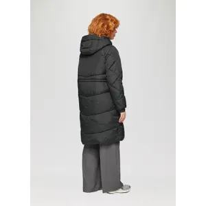 Long Hooded Puffer Jacket with Concealed Zip Women QS image-4