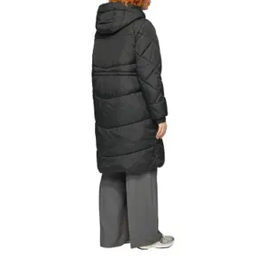 Long Hooded Puffer Jacket with Concealed Zip Women QS image-5