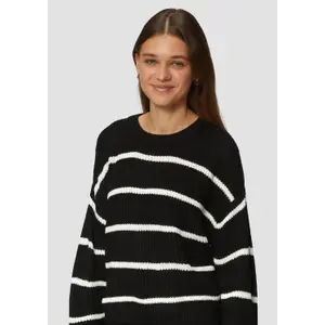 Women's Striped Knit Long Sleeve Pullover QS image-3