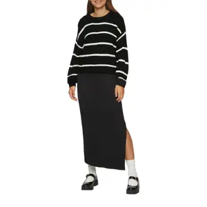 Women's Striped Knit Long Sleeve Pullover QS image-6