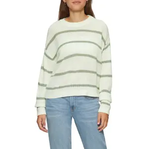Women's Striped Knit Long Sleeve Pullover QS image-2