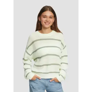 Women's Striped Knit Long Sleeve Pullover QS image-3