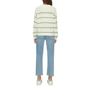 Women's Striped Knit Long Sleeve Pullover QS image-5