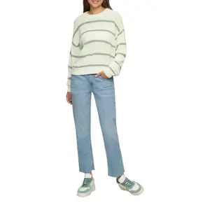 Women's Striped Knit Long Sleeve Pullover QS image-6