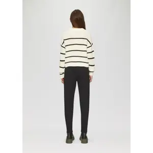 Women's Striped Knit Long Sleeve Pullover QS image-4