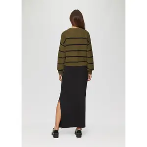 Women's Striped Knit Long Sleeve Pullover QS image-4