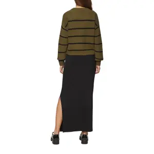 Women's Striped Knit Long Sleeve Pullover QS image-5