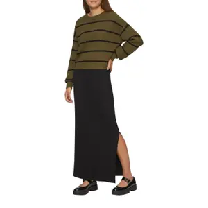 Women's Striped Knit Long Sleeve Pullover QS image-6