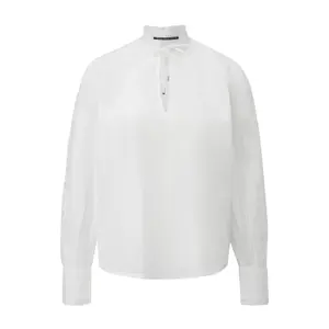 Cotton Blouse with Embroidery on Sleeves Women QS image-0