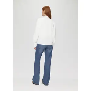 Cotton Blouse with Embroidery on Sleeves Women QS image-4