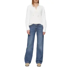 Cotton Blouse with Embroidery on Sleeves Women QS image-6