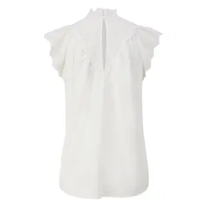 Blouse with Transparent Inserts and Embroidery for Women QS image-1