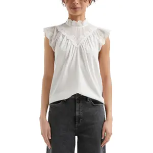 Blouse with Transparent Inserts and Embroidery for Women QS image-2
