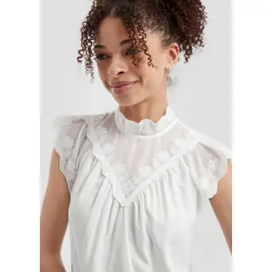 Blouse with Transparent Inserts and Embroidery for Women QS image-3