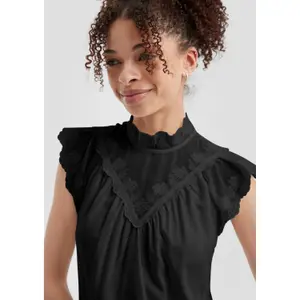 Blouse with Transparent Inserts and Embroidery for Women QS image-3