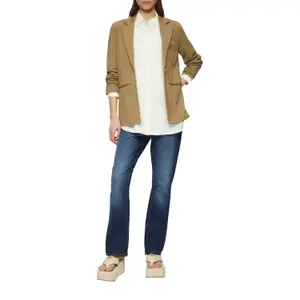 Women's Long Sleeve Blended Linen Shirt QS image-6