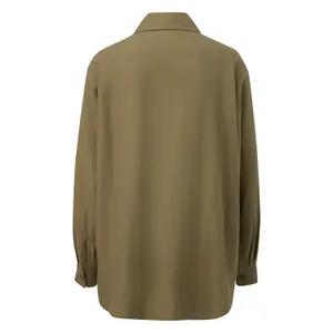 Women's Long Sleeve Blended Linen Shirt QS image-1