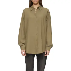 Women's Long Sleeve Blended Linen Shirt QS image-2