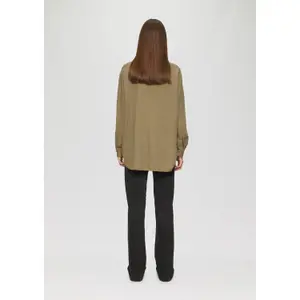 Women's Long Sleeve Blended Linen Shirt QS image-4