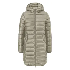 Lightly Padded Long Hooded Puffer Jacket Women QS image-0
