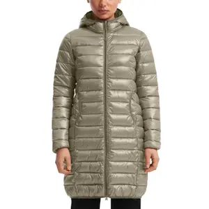 Lightly Padded Long Hooded Puffer Jacket Women QS image-2