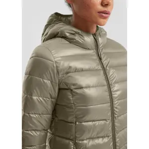 Lightly Padded Long Hooded Puffer Jacket Women QS image-3