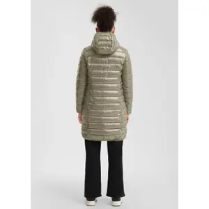 Lightly Padded Long Hooded Puffer Jacket Women QS image-4