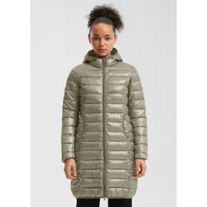 Lightly Padded Long Hooded Puffer Jacket Women QS image-6