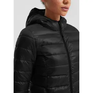 Lightly Padded Long Hooded Puffer Jacket Women QS image-3