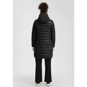 Lightly Padded Long Hooded Puffer Jacket Women QS image-4