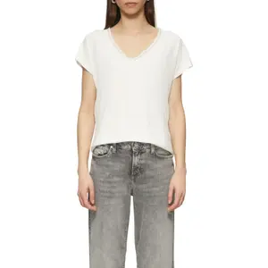 Loose T-Shirt with Lace at Neckline Women QS image-2