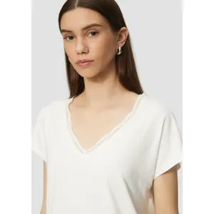 Loose T-Shirt with Lace at Neckline Women QS image-3