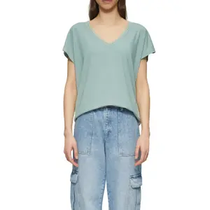 Loose T-Shirt with Lace at Neckline Women QS image-2