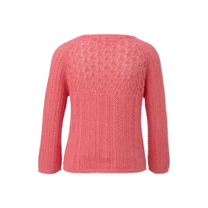 Women's Raglan Sleeve Knit Sweater with Lattice Pattern QS image-1