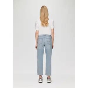 High-Waist Ankle-Length Slim Jeans for Women with Worn Effect QS image-4