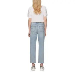 High-Waist Ankle-Length Slim Jeans for Women with Worn Effect QS image-5