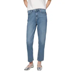 High-Waist Ankle-Length Slim Jeans for Women with Worn Effect QS image-2