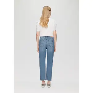 High-Waist Ankle-Length Slim Jeans for Women with Worn Effect QS image-4